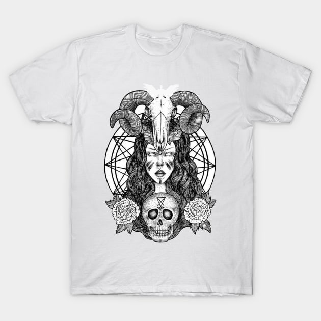 Baphomet Skull Girl T-Shirt by Royalswisss